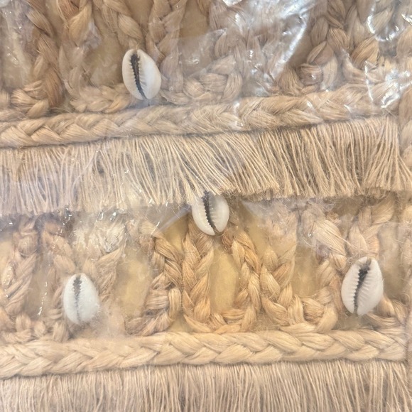 Salt + Umber Isla Jute Seashell Fringe‎ Tote Bag New - Picture 13 of 15